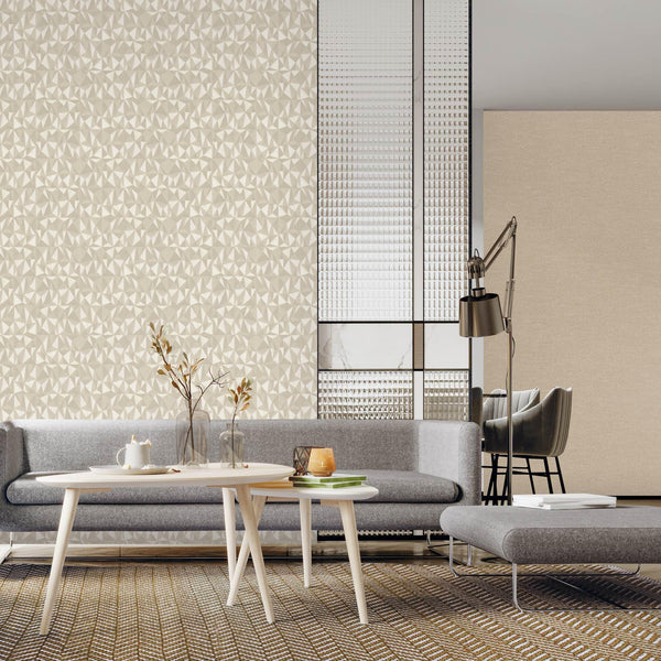 Light Beige Geometric Triangle Wallpaper, 3D Embossed Shiny Wallcovering, Abstract Pattern, Home Commercial Use - Adawall Wallpaper - Registered Trade Accounts Only, Wallpaper Wholesale Account - 23204-2 - Adawall Wholesale - Wallpaper Wholesaler