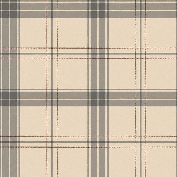 Light Beige Large Plaid Textured Wallpaper, Tartan Fabric Pattern Classical Modern Non-Pasted Wallcovering - Walloro High End Wallcoverings & More