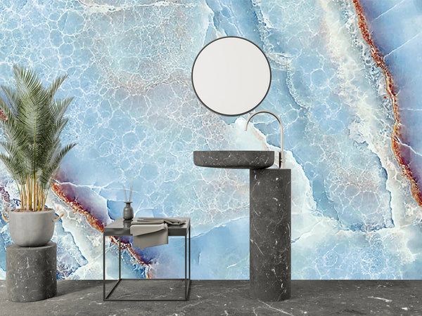 Light Blue Marble Wallpaper, Abstract Mural, Oversized Custom Size Wall Art, Non - Woven, Non - Adhesive, Modern Wall Paper, Removable - Adawall Wallpaper - Registered Trade Accounts Only, Wallpaper Wholesale Account - W77923 - Adawall Wholesale - Wallpaper Wholesaler