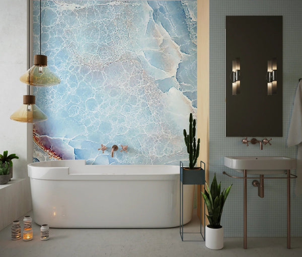 Light Blue Marble Wallpaper, Abstract Mural, Oversized Custom Size Wall Art, Non - Woven, Non - Adhesive, Modern Wall Paper, Removable - Adawall Wallpaper - Registered Trade Accounts Only, Wallpaper Wholesale Account - W77923 - Adawall Wholesale - Wallpaper Wholesaler