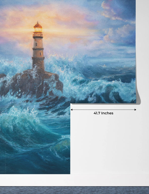 Lighthouse on the Seacoast Wallpaper, Oil Painting Mural, Oversized Custom Size Wall Art, Non - Woven, Non - Adhesive, Modern Wall Paper, Removable - Adawall Wallpaper - Registered Trade Accounts Only, Wallpaper Wholesale Account - W77614 - Adawall Wholesale - Wallpaper Wholesaler