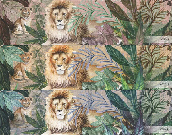 Lion Jungle Wall Mural, Purple Tropical Wall Mural, Interior Decor, Non - Pasted, Extra Large Wall Print, Removable, Forest Theme Wall Art - Adawall Wallpaper - Registered Trade Accounts Only, Wallpaper Wholesale Account - A310-1 - Adawall Wholesale - Wallpaper Wholesaler