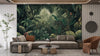 Green Jungle Wallpaper, Tropical Leaves Wall Mural, Oversized Custom Size Wall Art, Non-Woven, Non-Adhesive, Modern Wall Paper, Removable