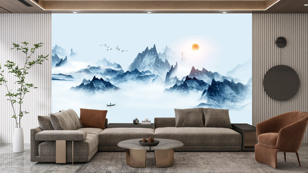 Beautiful Nature Wallpaper, Big Mountains Mural, Oversized Custom Size Wall Art, Non-Woven, Non-Adhesive, Modern Wall Paper, Removable