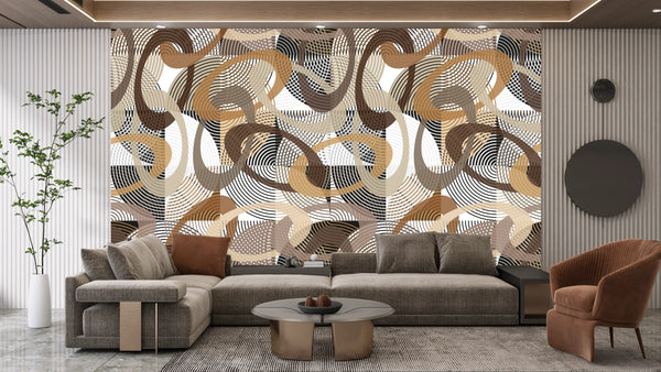 Abstract Geometric Shapes Wallpaper, Seamless Pattern Mural, Oversized Custom Size Wall Art, Non-Woven, Non-Adhesive, Modern Wall Paper, Removable