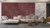 Gold Art Deco Wallpaper, Dark Red Background Mural, Oversized Custom Size Wall Art, Non-Woven, Non-Adhesive, Modern Wall Paper, Removable