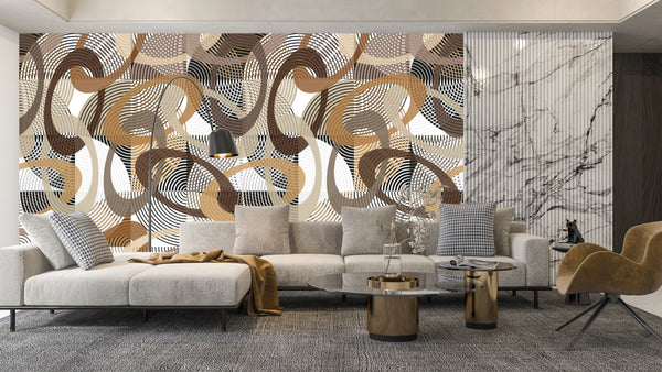 Abstract Geometric Shapes Wallpaper, Seamless Pattern Mural, Oversized Custom Size Wall Art, Non-Woven, Non-Adhesive, Modern Wall Paper, Removable