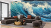 Big Wave in a Raging Sea Wallpaper, Oil Painting Mural, Oversized Custom Size Wall Art, Non-Woven, Non-Adhesive, Modern Wall Paper, Removable