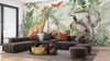 Safari Wildlife Wallpaper, Tropical Animals Mural, Oversized Custom Size Wall Art, Non-Woven, Non-Adhesive, Modern Wall Paper, Removable
