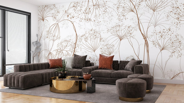 Luxury Art Wallpaper, Flower Mural, Oversized Custom Size Wall Art, Non-Woven, Non-Adhesive, Modern Wall Paper, Removable