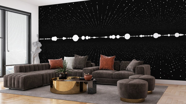 Points in Space Wallpaper, Dimensional Abstract Mural, Oversized Custom Size Wall Art, Non-Woven, Non-Adhesive, Modern Wall Paper, Removable