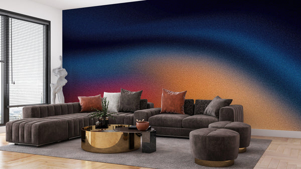 Dark Orange, Blue and Red Wallpaper, Abstract Mural, Oversized Custom Size Wall Art, Non-Woven, Non-Adhesive, Modern Wall Paper, Removable