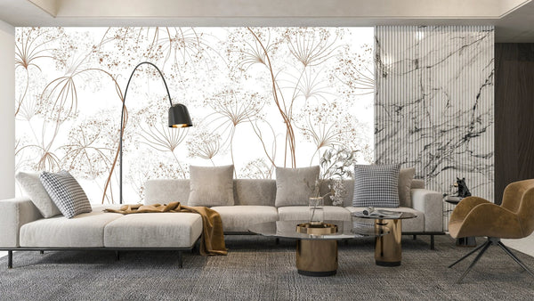 Luxury Art Wallpaper, Flower Mural, Oversized Custom Size Wall Art, Non - Woven, Non - Adhesive, Modern Wall Paper, Removable - Adawall Wallpaper - Registered Trade Accounts Only, Wallpaper Wholesale Account - W77850 - Adawall Wholesale - Wallpaper Wholesaler