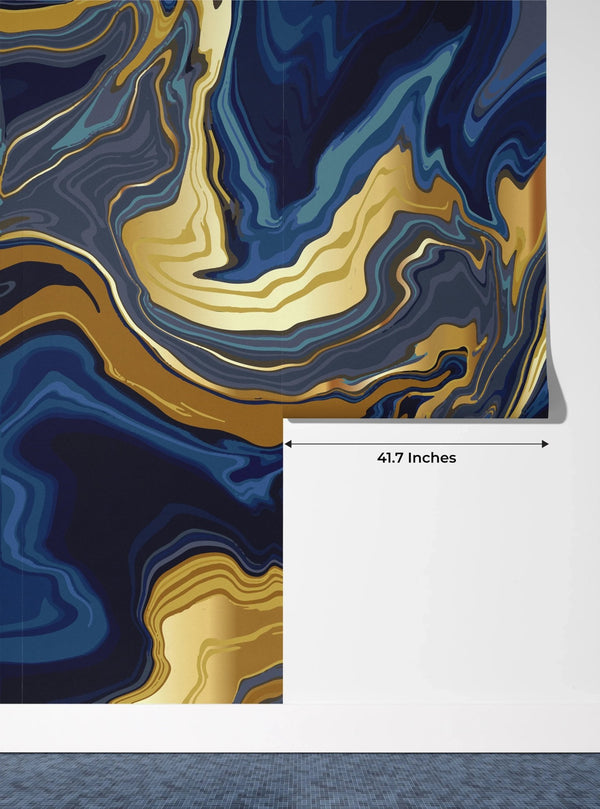 Luxury Blue Marble Wallpaper, Gold Abstract Mural, Oversized Custom Size Wall Art, Non - Woven, Non - Adhesive, Modern Wall Paper, Removable - Adawall Wallpaper - Registered Trade Accounts Only, Wallpaper Wholesale Account - W77916 - Adawall Wholesale - Wallpaper Wholesaler