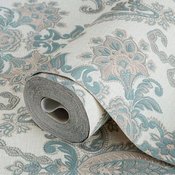 Luxury Deep Embossed Aqua Damask Wallpaper, Beach House Shiny 3D Blue Textured Wallcovering, 114 sq ft Roll, Coastal Turquoise Wallpaper - Adawall Wallpaper - Registered Trade Accounts Only, Wallpaper Wholesale Account - 6804-4 - Adawall Wholesale - Wallpaper Wholesaler