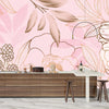 Luxury Golden, Pink Wallpaper, Tropical Flower Mural, Oversized Custom Size Wall Art, Non - Woven, Non - Adhesive, Modern Wall Paper, Removable - Adawall Wallpaper - Registered Trade Accounts Only, Wallpaper Wholesale Account - W77938 - Adawall Wholesale - Wallpaper Wholesaler