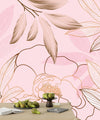 Luxury Golden, Pink Wallpaper, Tropical Flower Mural, Oversized Custom Size Wall Art, Non - Woven, Non - Adhesive, Modern Wall Paper, Removable - Adawall Wallpaper - Registered Trade Accounts Only, Wallpaper Wholesale Account - W77938 - Adawall Wholesale - Wallpaper Wholesaler