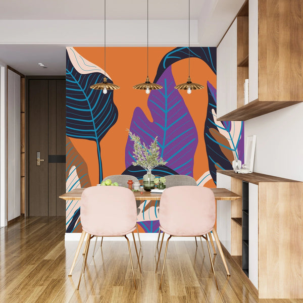 Luxury Leaf Wallpaper, Art Deco Mural, Oversized Custom Size Wall Art, Non - Woven, Non - Adhesive, Modern Wall Paper, Removable - Adawall Wallpaper - Registered Trade Accounts Only, Wallpaper Wholesale Account - W77749 - Adawall Wholesale - Wallpaper Wholesaler