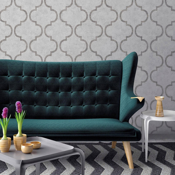 Luxury Moroccan Embossed Wallpaper, Rich Textured Wallcovering, Traditional, Light Color, Extra Large 114 sq ft Roll, Washable, Removable - Walloro High End Wallcoverings & More