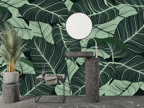 Luxury Nature Wallpaper, Green Leaves Mural, Oversized Custom Size Wall Art, Non - Woven, Non - Adhesive, Modern Wall Paper, Removable - Adawall Wallpaper - Registered Trade Accounts Only, Wallpaper Wholesale Account - W77910 - Adawall Wholesale - Wallpaper Wholesaler