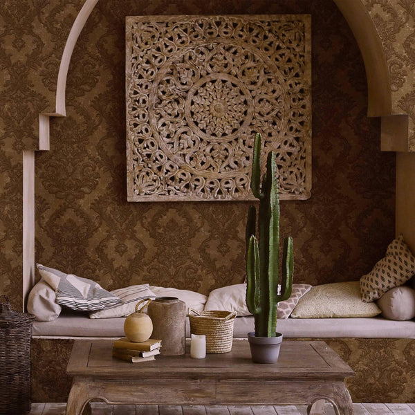 Luxury Sparkling Deep Embossed Damask Wallpaper, Light Brown, Copper Beautiful Flocked Shimmering Rich Textured Wallcovering - Adawall Wallpaper - Registered Trade Accounts Only, Wallpaper Wholesale Account - 1303-4 - Adawall Wholesale - Wallpaper Wholesaler