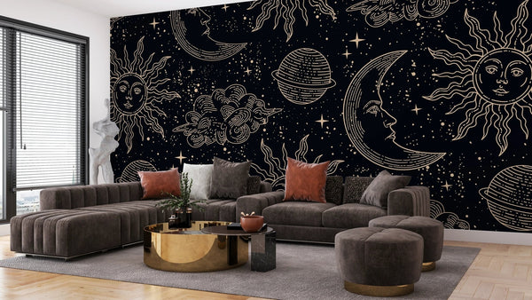 Magical Elements Wallpaper, Seamless Pattern Mural, Oversized Custom Size Wall Art, Non - Woven, Non - Adhesive, Modern Wall Paper, Removable - Adawall Wallpaper - Registered Trade Accounts Only, Wallpaper Wholesale Account - W77951 - Adawall Wholesale - Wallpaper Wholesaler