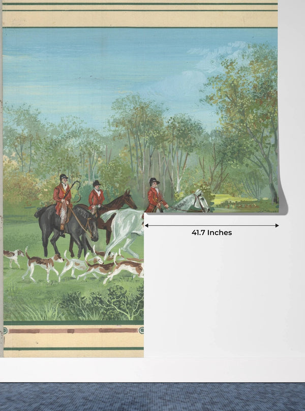 Men Ride Horses on the Field, Dogs Wallpaper, Composition Mural, Oversized Custom Size Wall Art, Non - Woven, Non - Adhesive, Modern Wall Paper, Removable - Adawall Wallpaper - Registered Trade Accounts Only, Wallpaper Wholesale Account - W77667 - Adawall Wholesale - Wallpaper Wholesaler