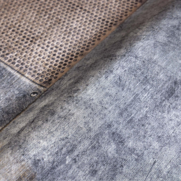 Metallic Industrial Textured Wallpaper, Dark Blue, Brown Rustic Aged Weathered Pattern Wallcovering, Large 114 sq ft Roll - Walloro High End Wallcoverings & More