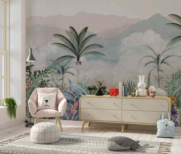 Misty Forest Wallpaper, Tropical Mural, Oversized Custom Size Wall Art, Non - Woven, Non - Adhesive, Modern Wall Paper, Removable - Adawall Wallpaper - Registered Trade Accounts Only, Wallpaper Wholesale Account - W77854 - Adawall Wholesale - Wallpaper Wholesaler