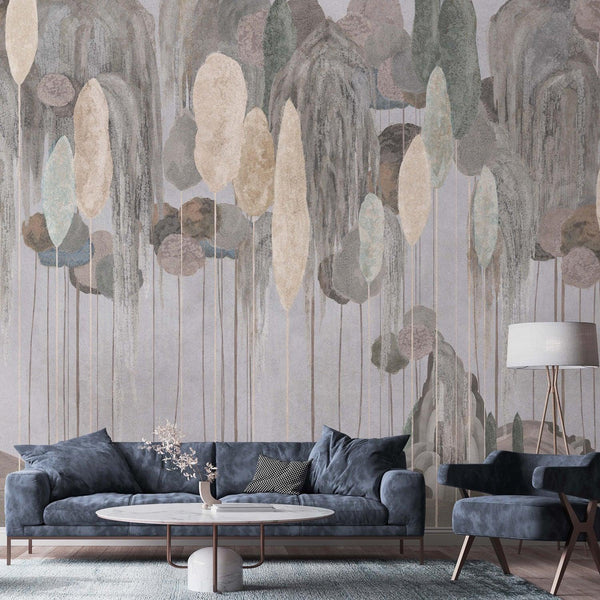 Modern Art Wall Mural, Trees Wallpaper, Gray Oversized Nature Theme Customized Wall Covering, Non - Woven, Non - Adhesive, Removable, Washable, Large - Adawall Wallpaper - Registered Trade Accounts Only, Wallpaper Wholesale Account - SE309-2 - Adawall Wholesale - Wallpaper Wholesaler