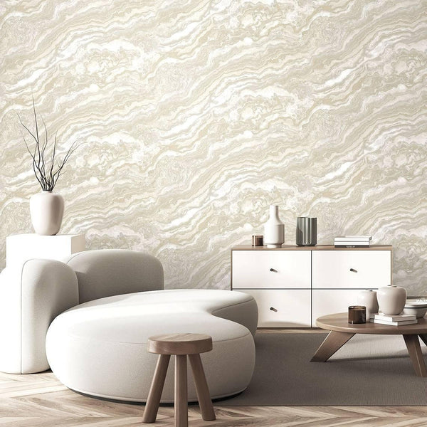 Modern Beige Marbled Layered Wallpaper, Home Wall Decor, Shiny Wallpaper, Textured Wallcovering Non - Adhesive, 177 sq ft Roll, Washable - Adawall Wallpaper - Registered Trade Accounts Only, Wallpaper Wholesale Account - 23102-3 - Adawall Wholesale - Wallpaper Wholesaler