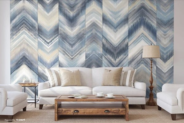 Modern Chevron Wall Mural, Blue Oversized Large Herringbone Wallpaper, Custom Size Geometric Wall Covering, Non - Woven, Non - Pasted, Removable - Adawall Wallpaper - Registered Trade Accounts Only, Wallpaper Wholesale Account - FJ313-2 - Adawall Wholesale - Wallpaper Wholesaler