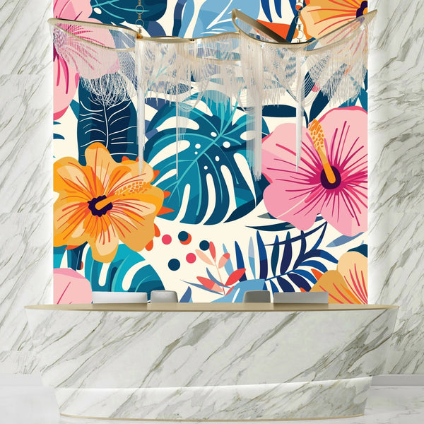Modern Colorful Tropical Wallpaper, Seamless Pattern Mural, Oversized Custom Size Wall Art, Non - Woven, Non - Adhesive, Modern Wall Paper, Removable - Adawall Wallpaper - Registered Trade Accounts Only, Wallpaper Wholesale Account - W77732 - Adawall Wholesale - Wallpaper Wholesaler