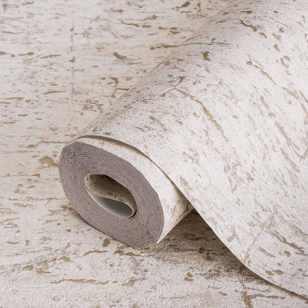 Modern Cork Embossed Wallpaper, Rich Textured Wallcovering, Ivory, Traditional, Camper Van Log Cabin Decor, Extra Large 114 sq ft Roll - Walloro High End Wallcoverings & More