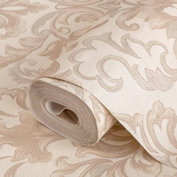 Modern Creamy Embossed Damask Wallpaper, Home Wall Decor, Aesthetic Wallpaper, Textured Wallcovering Non - Adhesive and Non - Peel and Stick - Adawall Wallpaper - Registered Trade Accounts Only, Wallpaper Wholesale Account - 5804-2 - Adawall Wholesale - Wallpaper Wholesaler