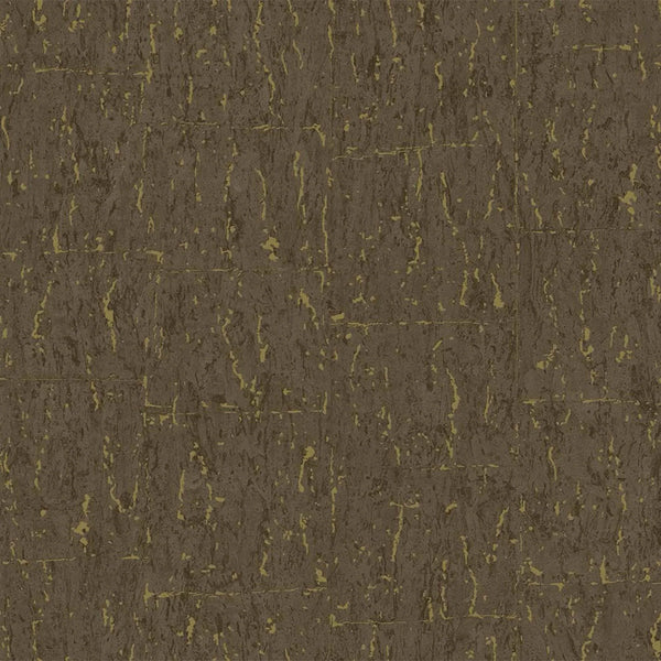 Modern Dark Cork Embossed Wallpaper, Rich Textured Wallcovering, Traditional, Camper Van Log Cabin Decor, 114 sq ft, Metallic Brown Gold - Walloro High End Wallcoverings & More