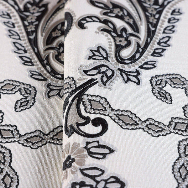 Modern Deep Embossed Damask Wallpaper, Black and White Shiny 3D Textured Wallcovering, 114 sq ft Roll, Non - Pasted, Washable, Shop Wallpaper - Adawall Wallpaper - Registered Trade Accounts Only, Wallpaper Wholesale Account - 6804-5 - Adawall Wholesale - Wallpaper Wholesaler