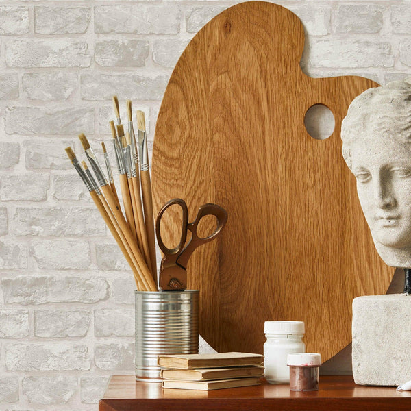 Modern Embossed Stone Brick Wallpaper, White, Ivory Home Wall Decor, Realistic 3D Textured Wallcovering, Wall Accent - Walloro High End Wallcoverings & More