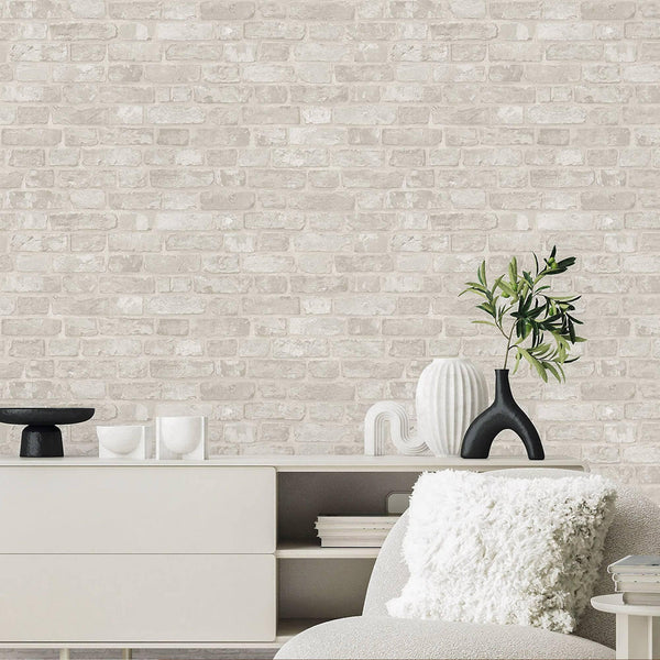 Modern Embossed Stone Brick Wallpaper, White, Ivory Home Wall Decor, Realistic 3D Textured Wallcovering, Wall Accent - Adawall Wallpaper - Registered Trade Accounts Only, Wallpaper Wholesale Account - 23104-1 - Adawall Wholesale - Wallpaper Wholesaler