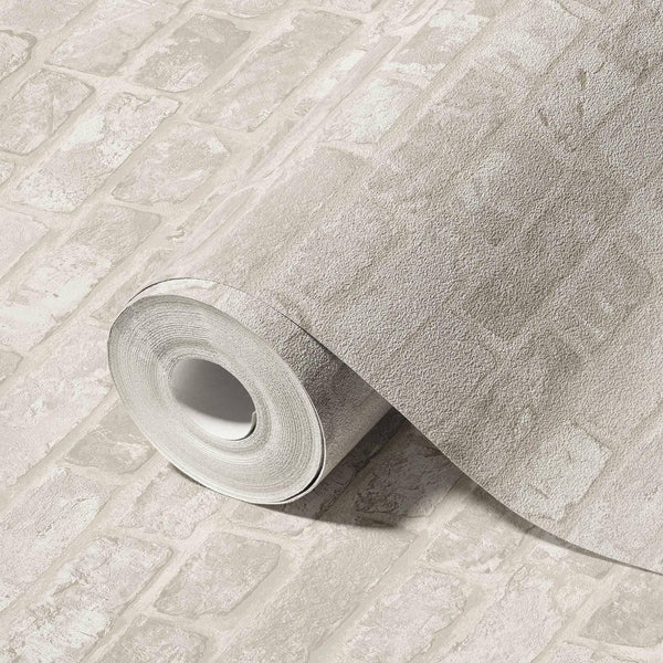 Modern Embossed Stone Brick Wallpaper, White, Ivory Home Wall Decor, Realistic 3D Textured Wallcovering, Wall Accent - Adawall Wallpaper - Registered Trade Accounts Only, Wallpaper Wholesale Account - 23104-1 - Adawall Wholesale - Wallpaper Wholesaler