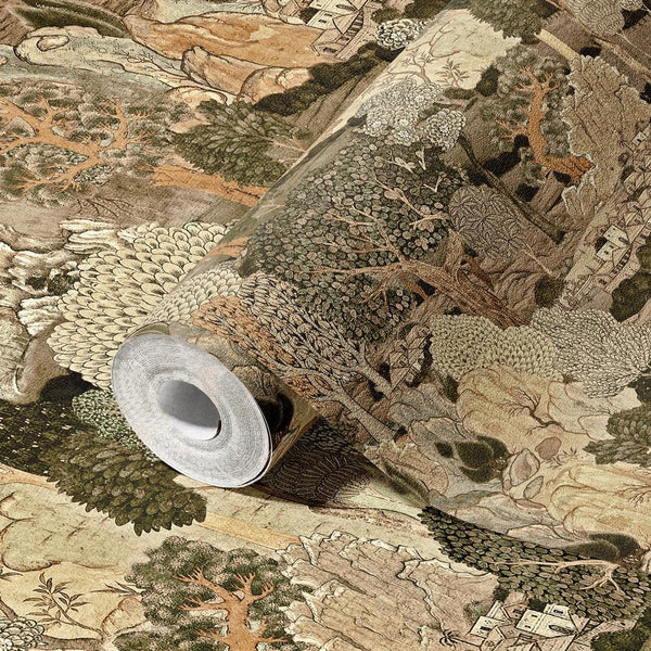 Modern Landscape Trees Wall Mural, Yellow Green Village Wallpaper, Extra Large Custom Size Wall Art, Non - Woven, Non - Adhesive, Removable, Washable - Adawall Wallpaper - Registered Trade Accounts Only, Wallpaper Wholesale Account - SE314-3 - Adawall Wholesale - Wallpaper Wholesaler
