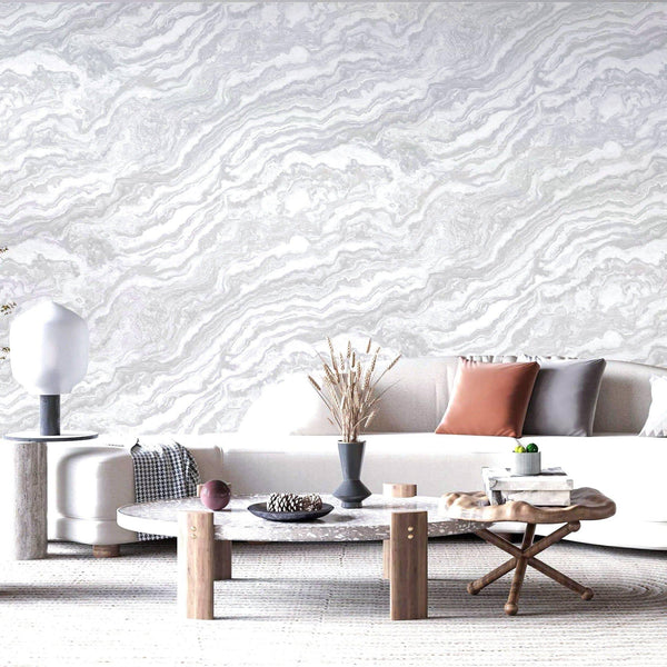 Modern Light Color Marble Wallpaper, White Home Wall Decor, Marbled Textured Wall Covering Non - Adhesive, Non - Peel and Stick, 177 sq ft Roll - Adawall Wallpaper - Registered Trade Accounts Only, Wallpaper Wholesale Account - 23102-1 - Adawall Wholesale - Wallpaper Wholesaler