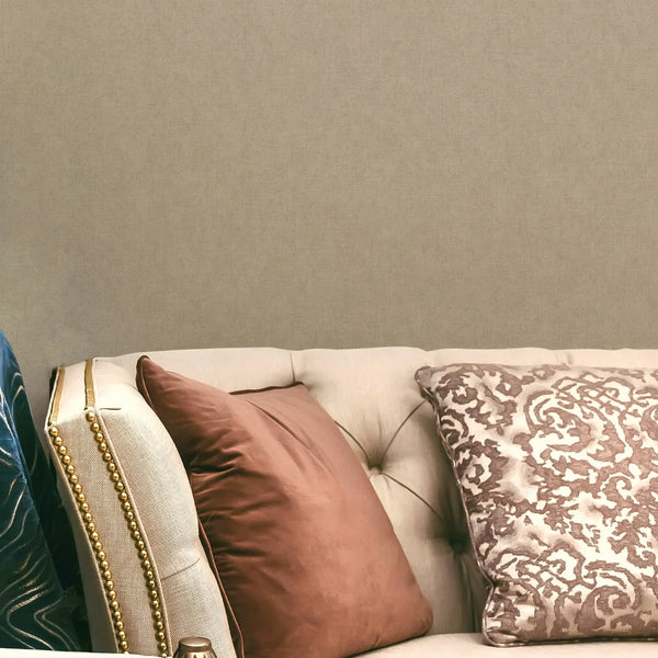 Modern Solid Color Embossed Textured Wallpaper, Dark Beige Contemporary Wallcovering, Monochromatic, Non-Woven - Walloro High End Wallcoverings & More