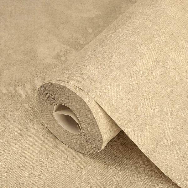 Modern Solid Color Embossed Textured Wallpaper, Light Beige Contemporary Wallcovering, Monochromatic, Non-Woven - Walloro High End Wallcoverings & More