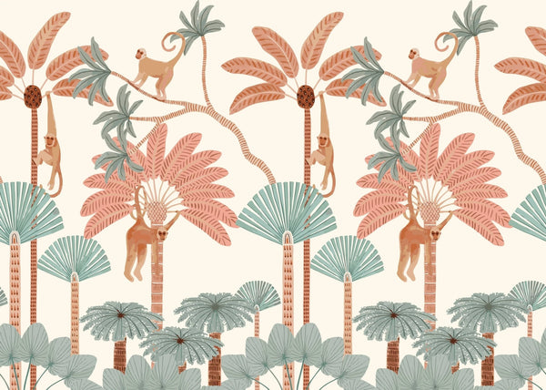 Monkey and Trees Wallpaper, Jungle Mural, Oversized Custom Size Wall Art, Non - Woven, Non - Adhesive, Modern Wall Paper, Removable - Adawall Wallpaper - Registered Trade Accounts Only, Wallpaper Wholesale Account - W77777 - Adawall Wholesale - Wallpaper Wholesaler
