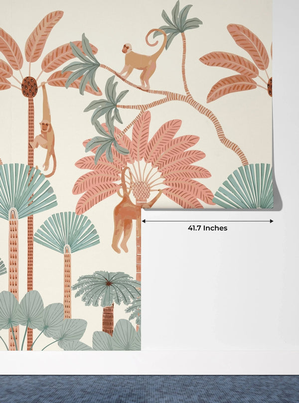 Monkey and Trees Wallpaper, Jungle Mural, Oversized Custom Size Wall Art, Non - Woven, Non - Adhesive, Modern Wall Paper, Removable - Adawall Wallpaper - Registered Trade Accounts Only, Wallpaper Wholesale Account - W77777 - Adawall Wholesale - Wallpaper Wholesaler