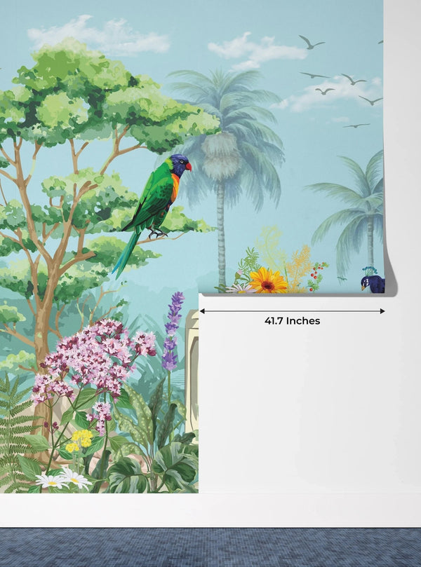 Mughal Garden Wallpaper, Peacock and Arch Mural, Oversized Custom Size Wall Art, Non - Woven, Non - Adhesive, Modern Wall Paper, Removable - Adawall Wallpaper - Registered Trade Accounts Only, Wallpaper Wholesale Account - W77661 - Adawall Wholesale - Wallpaper Wholesaler