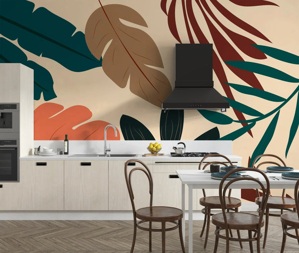 Natural Plants Wallpaper, Beige Background Mural, Oversized Custom Size Wall Art, Non - Woven, Non - Adhesive, Modern Wall Paper, Removable - Adawall Wallpaper - Registered Trade Accounts Only, Wallpaper Wholesale Account - W77722 - Adawall Wholesale - Wallpaper Wholesaler