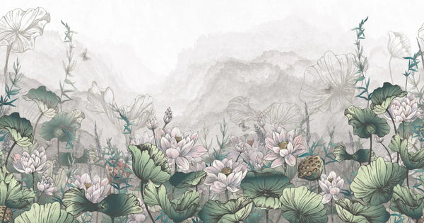 Nature Forest Wall Mural, Green Gray Trees Wallpaper, Botanic Theme Customized Wall Covering, Non - Woven, Non - Adhesive, Removable, Washable, Removable - Adawall Wallpaper - Registered Trade Accounts Only, Wallpaper Wholesale Account - SE310-1 - Adawall Wholesale - Wallpaper Wholesaler