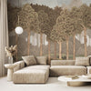 Nature Scene Trees Wall Mural, Beige Forest Wallpaper, Large Landscape Custom Size Wall Covering, Non - Woven, Non - Pasted, Removable, Washable, Art - Adawall Wallpaper - Registered Trade Accounts Only, Wallpaper Wholesale Account - SE306-3 - Adawall Wholesale - Wallpaper Wholesaler